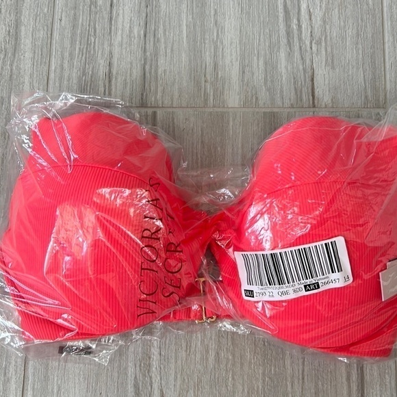 VS Swim 36DD Twist Removable Push-Up Bikini Top Coral Ribbed material - Picture 5 of 12